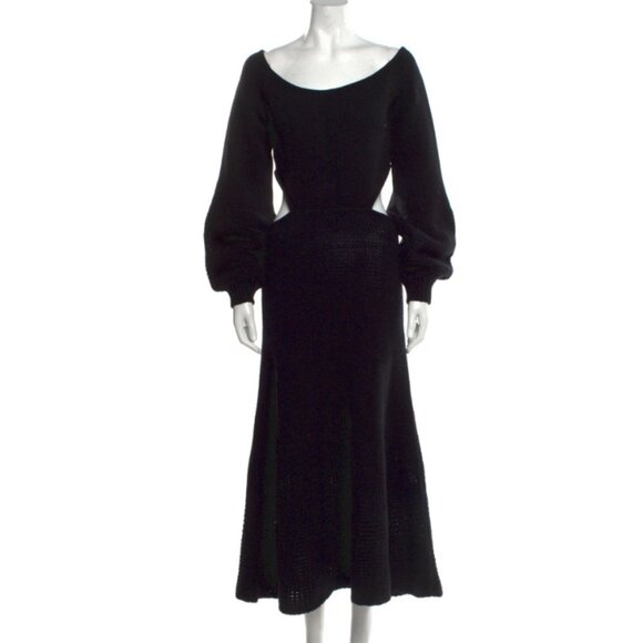 Chloe Off-the-Shoulder Cutout Wool and Cashmere Dress in Black FW22 XL - Picture 4 of 8
